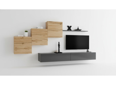 Designer living room furniture wall unit gray TV stand modern sideboard wall shelf