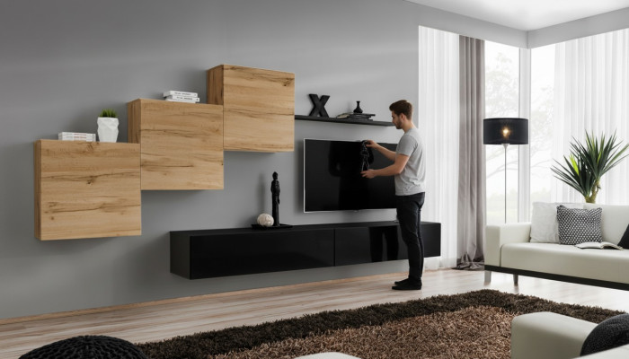 Modern wall unit complete set designer wall shelf sideboard