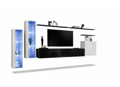 Living Room Black Set Wall Cabinet Display Cabinet Luxury Wall Units TV Stand Design New