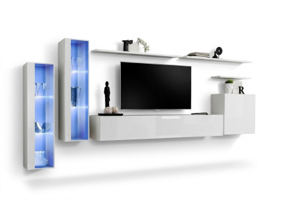 White Complete Living Room Wall Unit TV Stand Design Luxury Cabinet Wall Cabinet