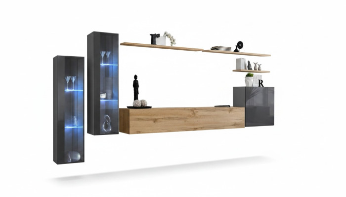 Living room set wall unit brown luxury wall cabinet TV stand complete sideboard