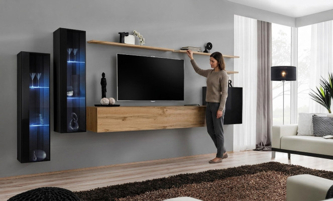Wall unit brown sideboard wall cabinet designer living room furniture TV stand