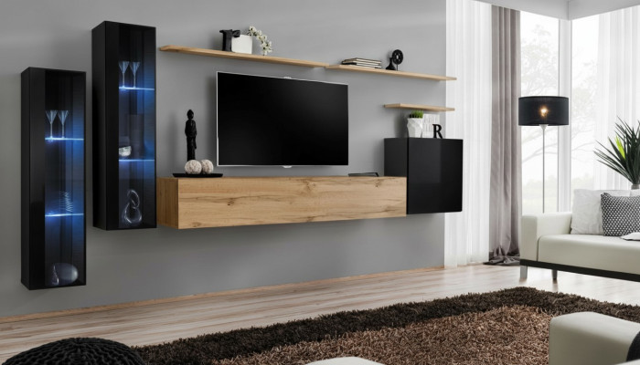 Wall unit brown sideboard wall cabinet designer living room furniture TV stand