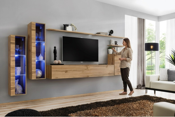 Living room furniture set 7pc luxury furniture designer wall cabinet wall shelf