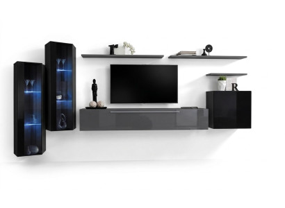 Living room wood complete gray TV stand design 3x wall cabinet luxury living wall