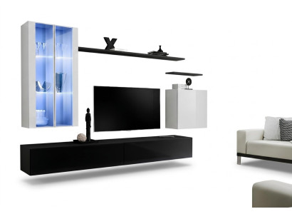 Black TV Stand Living Room Designer Complete Set Wall Shelf Modern New Furniture