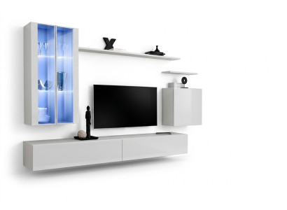 Living room wall unit 7-piece set 2x hanging cabinet design furniture living room style modern TV stand