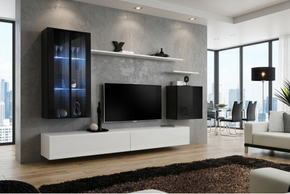 Living room complete set 7-piece living room furniture wall unit wood furnishing new