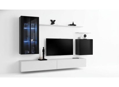 Living room complete set 7-piece living room furniture wall unit wood furnishing new