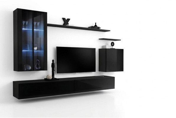 Living room furniture wall unit wall cabinet sideboard black luxury wooden furniture