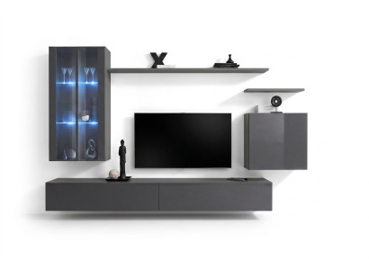 Gray wall unit, living room furniture, wall cabinet, wooden furniture, luxury sideboard, new