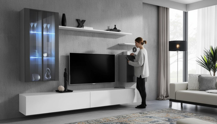 Complete wall shelves living room furniture 3x wall cabinet luxury TV stand sideboard