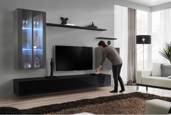 TV furniture set 7-piece. Living room wall TV sideboard display cabinet hanging cabinet design new