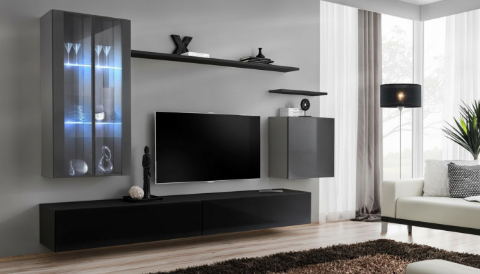TV furniture set 7-piece. Living room wall TV sideboard display cabinet hanging cabinet design new