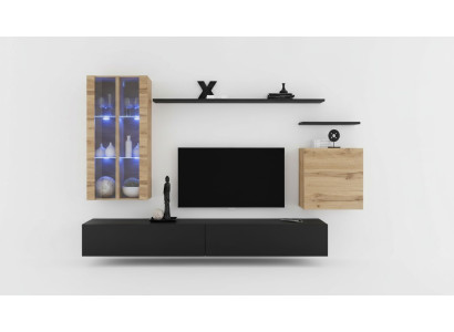 Living room wall wooden furniture black TV stand sideboard wall cabinet wooden furniture new.