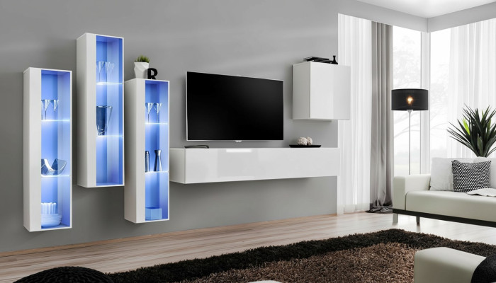 White Full Design Living Wall Sideboard 4x Cabinet RTV Lowboard TV Stand