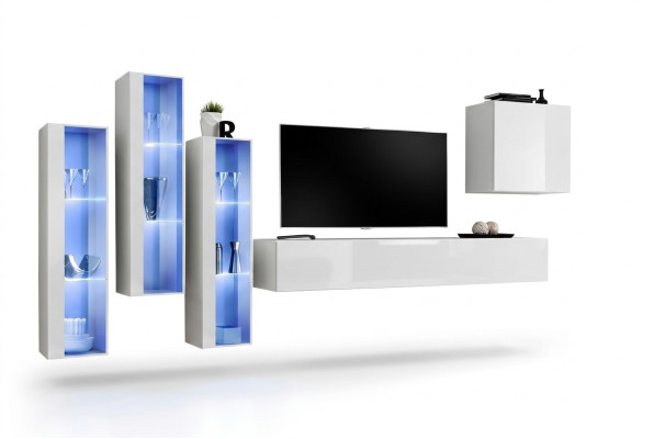 White Full Design Living Wall Sideboard 4x Cabinet RTV Lowboard TV Stand