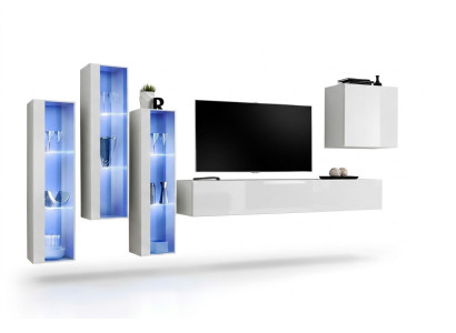 White Full Design Living Wall Sideboard 4x Cabinet RTV Lowboard TV Stand