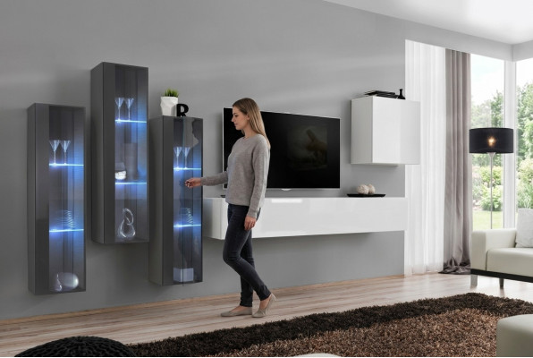 Living room furniture cabinet set design living room sideboard wall shelf hanging display cabinet