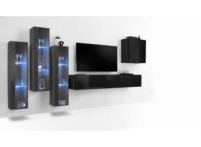 Designer wall unit furnishing wall cabinet living room furniture wood modern