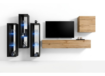 Modern wall unit brown TV stand wall cabinet wooden furniture designer high gloss