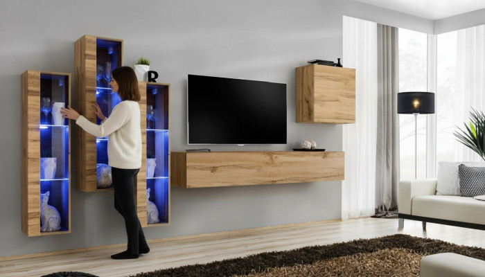 Living room furniture high gloss media wall TV stand set luxury style designer