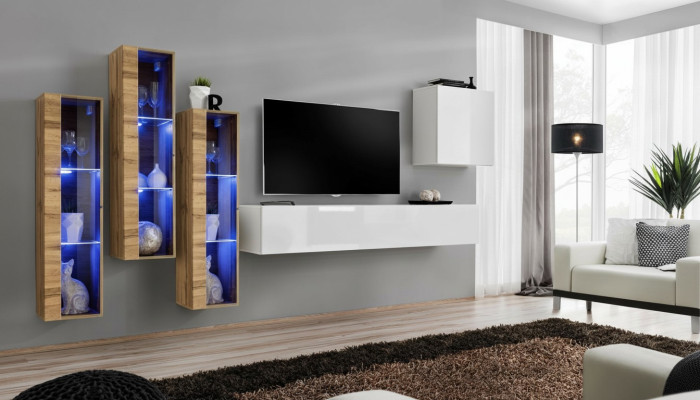 Complete set 5-piece living room wood furniture modern designer suite high gloss