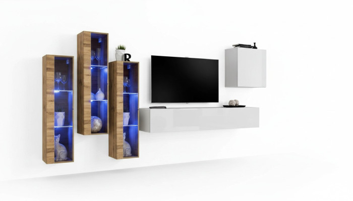Complete set 5-piece living room wood furniture modern designer suite high gloss
