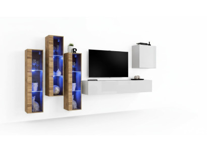 Complete set 5-piece living room wood furniture modern designer suite high gloss