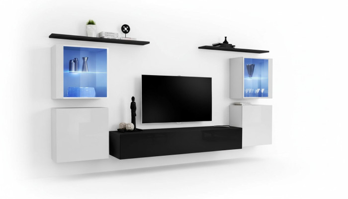 Wooden Furniture Black Living Room Wall Unit Wall Shelves Luxury Interior Cabinet New