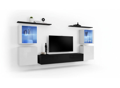 Wooden Furniture Black Living Room Wall Unit Wall Shelves Luxury Interior Cabinet New