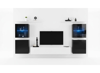Living wall white wall shelves TV stand complete sideboard high-gloss furnishings
