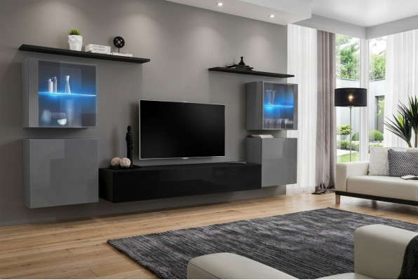 Modern wall cabinet living room wall shelves sideboard TV stand designer set 7-piece