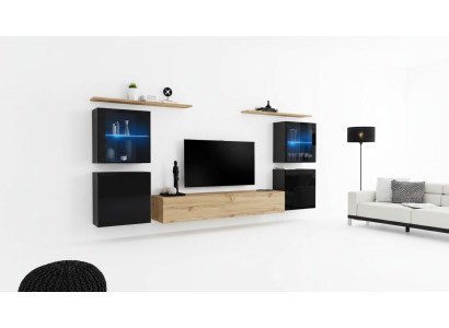 Living Room 4x Wall Cabinet Living Wall TV Stand Modern Design Set 7-Piece New