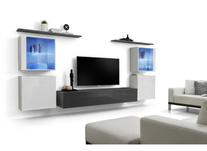 Set of 7-piece living room wall luxury sideboard TV stand lowboard wall shelves wall cabinet