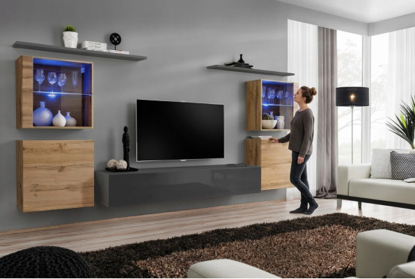 Living room furniture set designer high-gloss wall unit living room sideboard complete