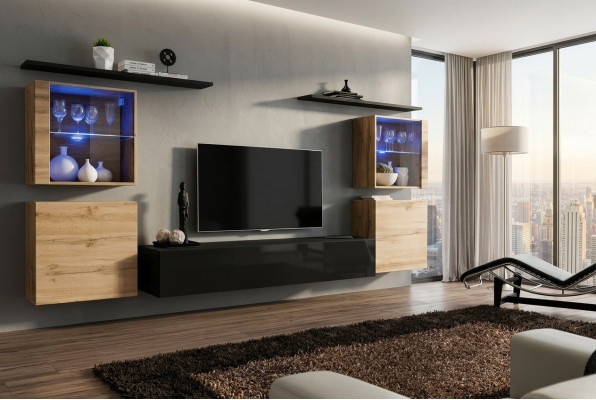 Designer Complete Living Room Luxury Wall Unit Group Modern Sideboard Furnishing