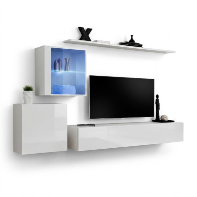 Complete set living room wall unit TV stand high gloss luxury sideboard white new designer