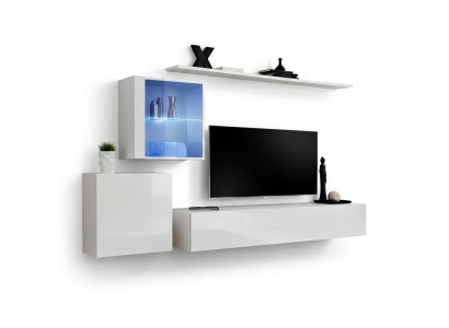 Complete set living room wall unit TV stand high gloss luxury sideboard white new designer
