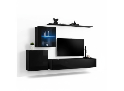 Luxury Black Living Room Wall Unit 2x Wall Cabinets Living Room Furniture
