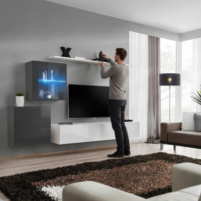 Luxury Set Modern Wall Unit Living Room Furniture Wall Shelf Furniture TV Stand Suite