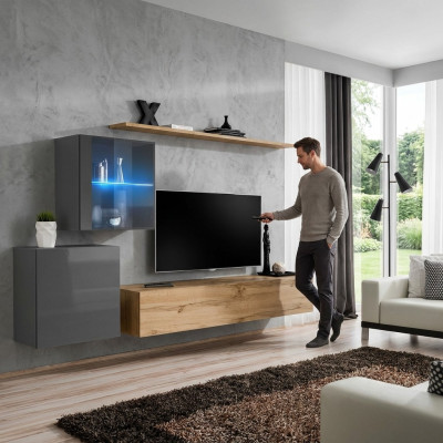 TV stand luxury designer living room wall shelf wood modern furnishing