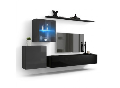 Living room wall unit 2x wall cabinet high-gloss wall shelf designer wood furniture