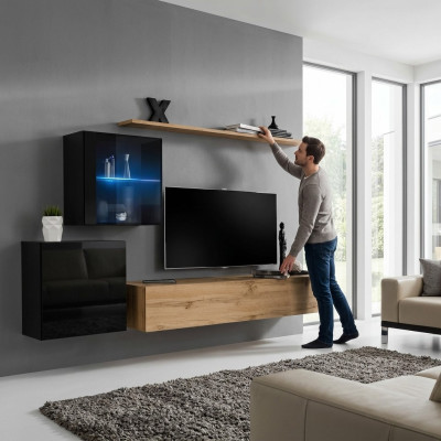 High-Gloss Wall Cabinet Living Room Wall Designer Luxury Set Wall Shelf Furniture