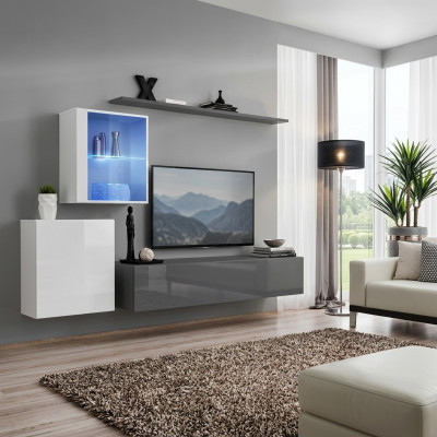 Living room wall unit, wooden furniture wall cabinet, designer wall shelf, complete furniture, designer