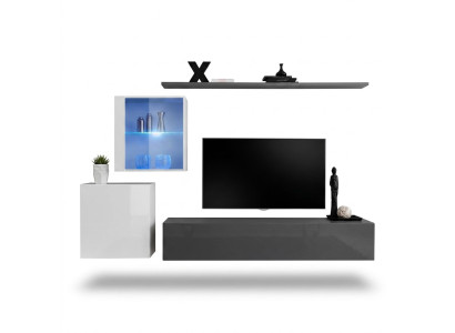 Living room wall unit, wooden furniture wall cabinet, designer wall shelf, complete furniture, designer