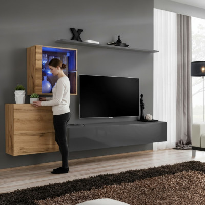 Wall Shelf Complete Set Designer Living Room Furniture Luxury Furniture Wood Decor