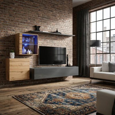 Wall Shelf Complete Set Designer Living Room Furniture Luxury Furniture Wood Decor