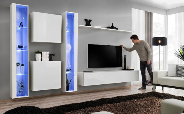 Designer modern wall unit luxury shelves complete wall cabinet living room furniture