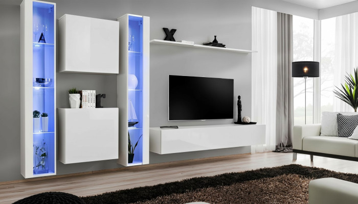 Designer modern wall unit luxury shelves complete wall cabinet living room furniture